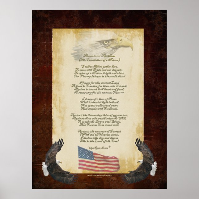 "American Anthem" - Patriotic Original Gedicht US  Poster (Vorne)