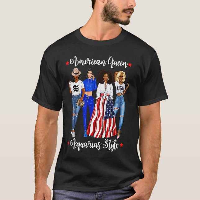 American Aquarius Queen Style January February Bla T-Shirt (Vorderseite)