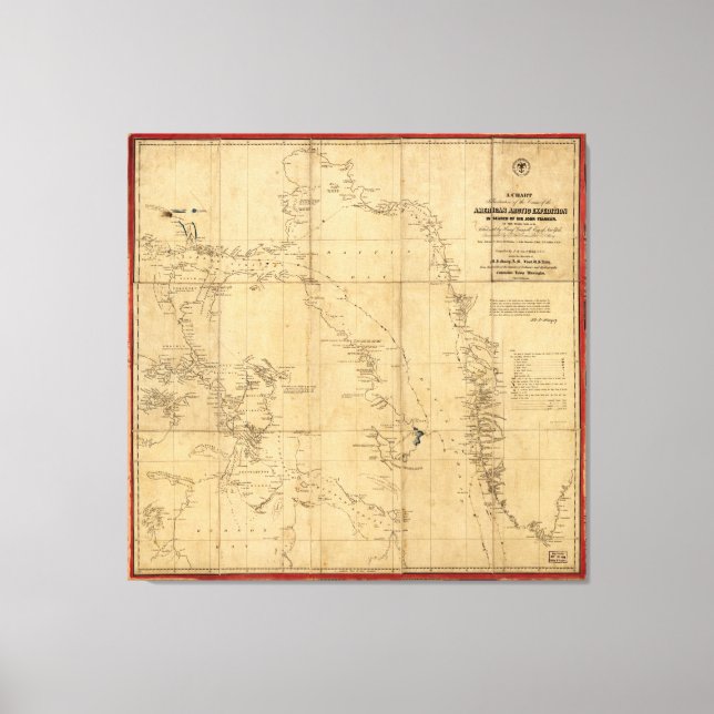 American Arctic Expedition Map (1853) Leinwanddruck (Vorderseite)