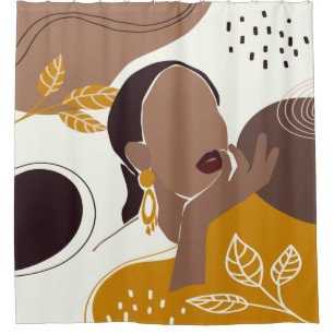 American Art, Leaf Girl Print, Black Woman Duschvorhang