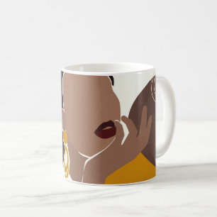 American Art, Leaf Girl Print, Black Woman Kaffeetasse
