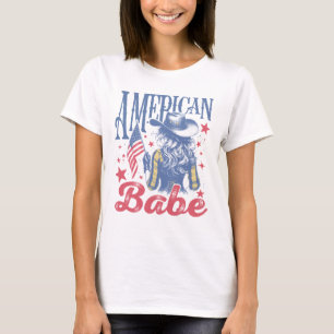 American Babe Cowgirl in Hat 4. Juli Patriotic T-Shirt