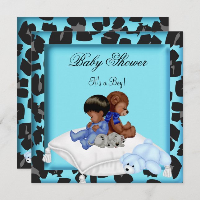 American Baby Shower Boy Animal Bear Einladung (Vorne/Hinten)