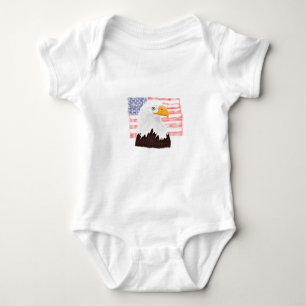 American Bald Adler und Flag - transparent. Baby Strampler