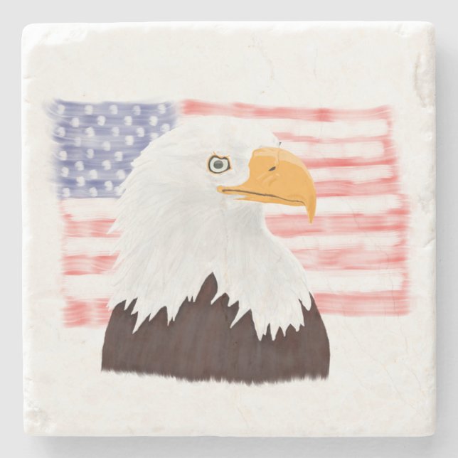 American Bald Adler und Flag - transparent. Steinuntersetzer (Vorderseite)