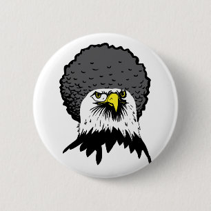 American Bald Eagle Afro Funny Button Abzeichen Bu