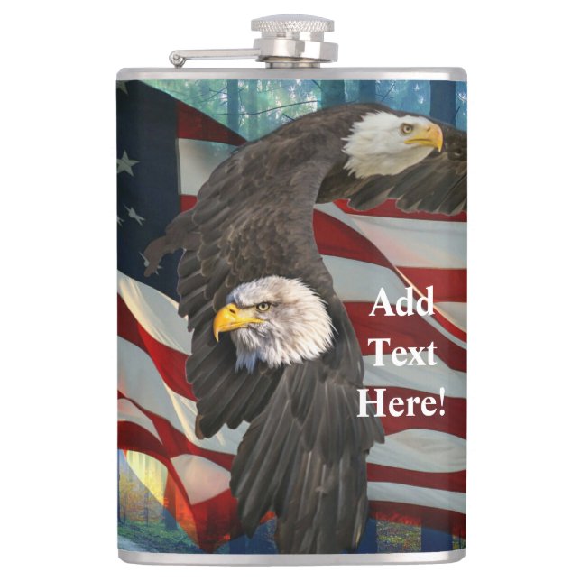 American Bald Eagle American Flag Flachmann (Vorderseite)