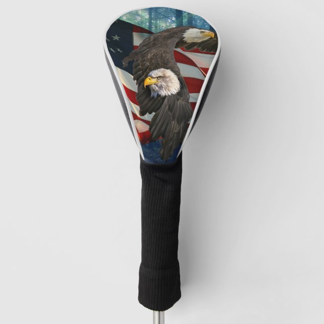 American Bald Eagle American Flag Golf Headcover (Vorderseite)