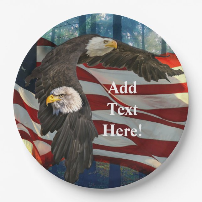 American Bald Eagle American Flag Pappteller (Vorderseite)