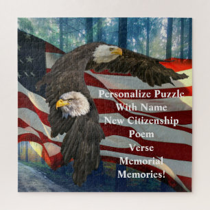 American Bald Eagle American Flag Puzzle