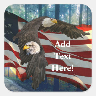 American Bald Eagle American Flag Quadratischer Aufkleber