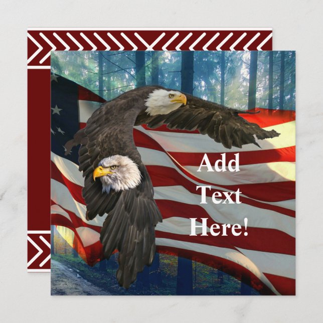 American Bald Eagle American Flag Save The Date (Vorne/Hinten)