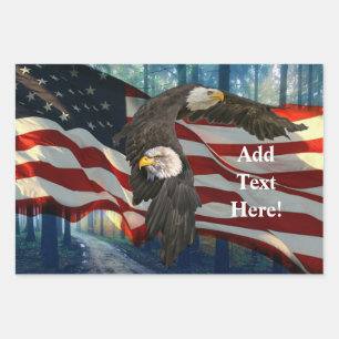 American Bald Eagle American Flag Wir Menschen Geschenkpapier Set