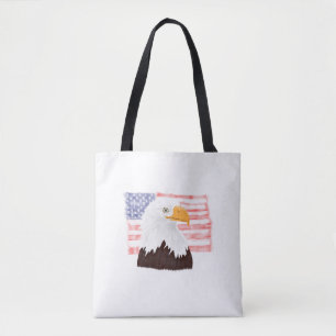 American Bald Eagle and Flag - Transparent White.