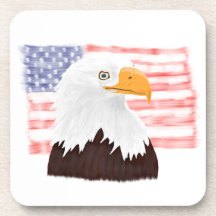 American Bald Eagle and Flag - Transparent White.