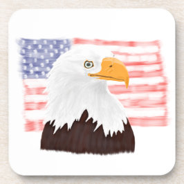 American Bald Eagle and Flag - Transparent White. Getränkeuntersetzer