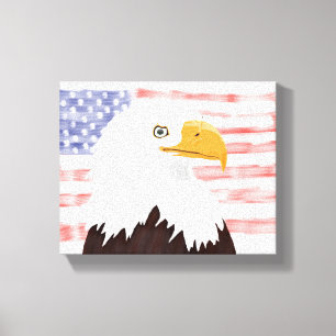 American Bald Eagle and Flag - Transparent White. Leinwanddruck