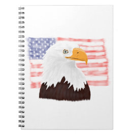 American Bald Eagle and Flag - Transparent White. Notizblock