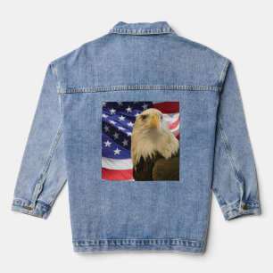 American Bald Eagle and Flag Womens Jeansjacke
