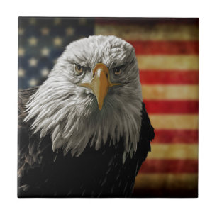American Bald Eagle auf Grunge Flag Fliese