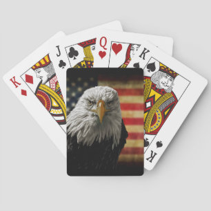 American Bald Eagle auf Grunge Flag Spielkarten