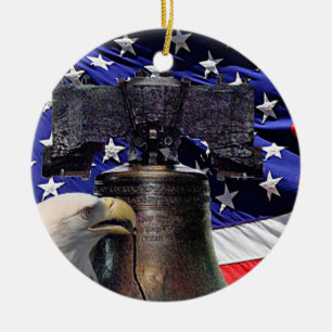American Bald Eagle, Bell und Flag Keramikornament