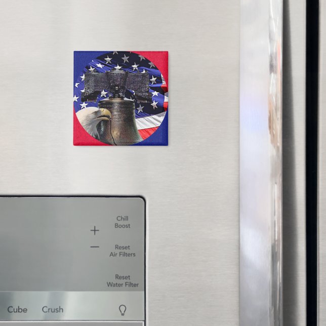 American Bald Eagle, Bell und Flag Magnet (In Situ (Kühlschrank))