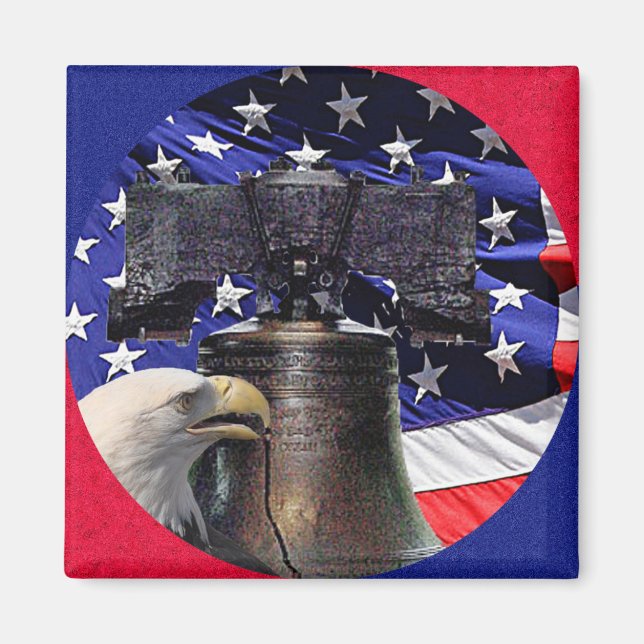 American Bald Eagle, Bell und Flag Magnet (Vorne)