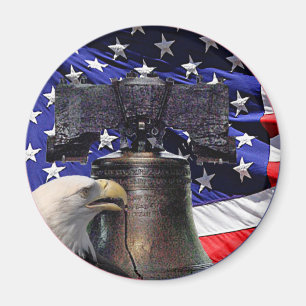 American Bald Eagle, Bell und Flag Magnet