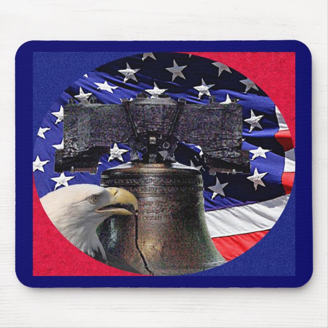 American Bald Eagle, Bell und Flag Mousepad (Vorne)