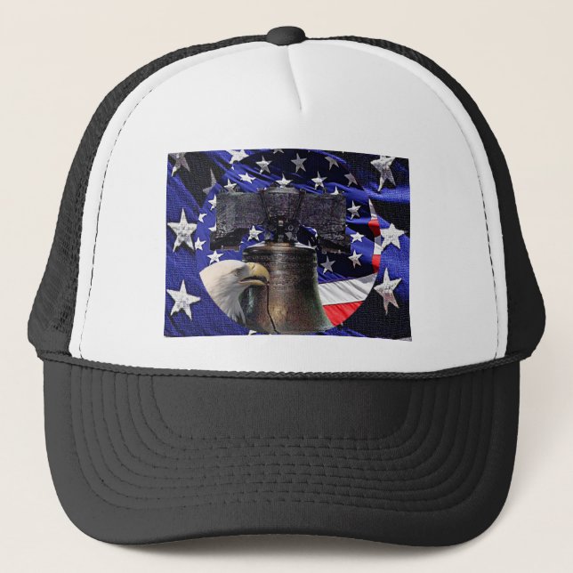 American Bald Eagle, Bell und Flag Truckerkappe (Vorderseite)