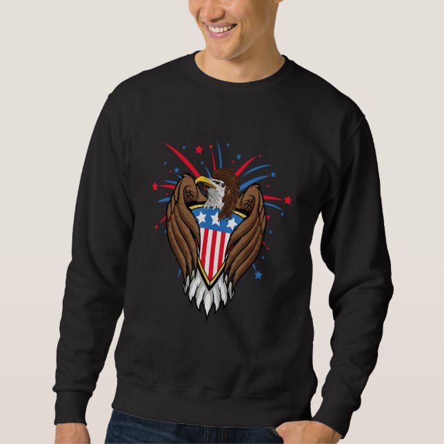 American Bald Eagle Curly Mullet 4th Of July Sweatshirt (Vorderseite)