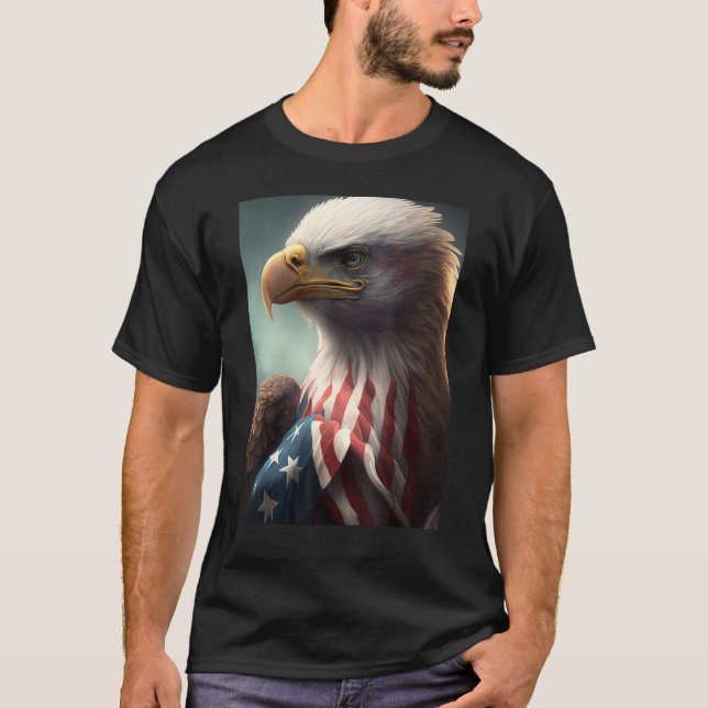 American Bald Eagle Eyes Flag Country 10 T-Shirt (Vorderseite)