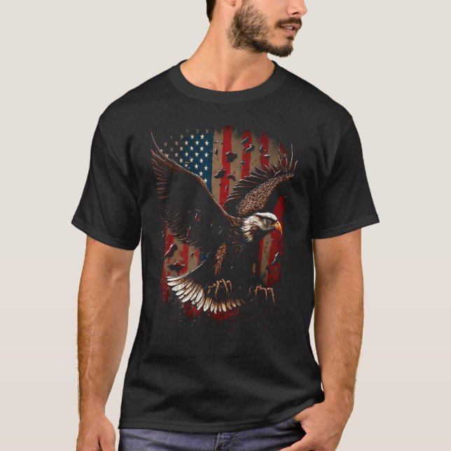 American Bald Eagle Eyes Flag Country 2 T-Shirt (Vorderseite)
