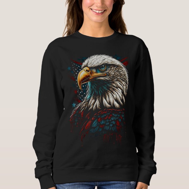 American Bald Eagle Eyes Flag Country 3 Sweatshirt (Vorderseite)