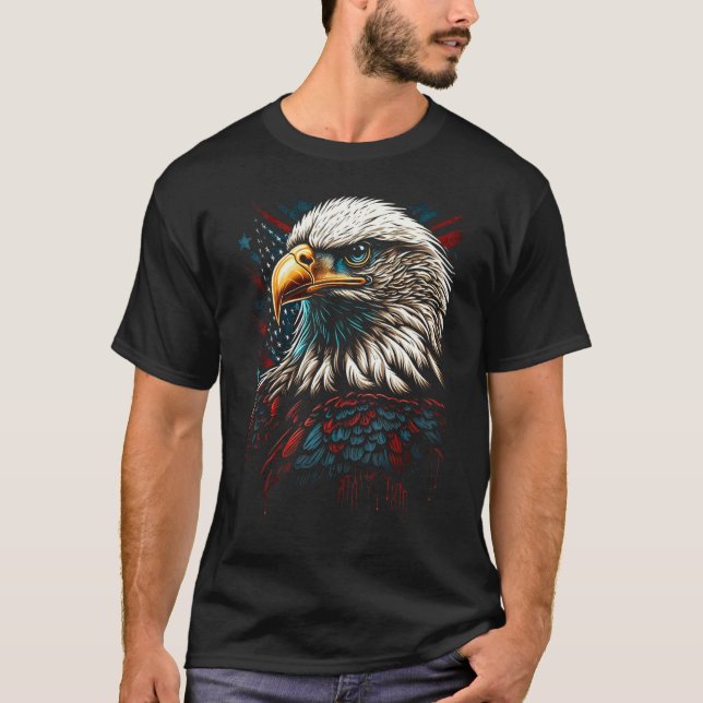 American Bald Eagle Eyes Flag Country 3 T-Shirt (Vorderseite)