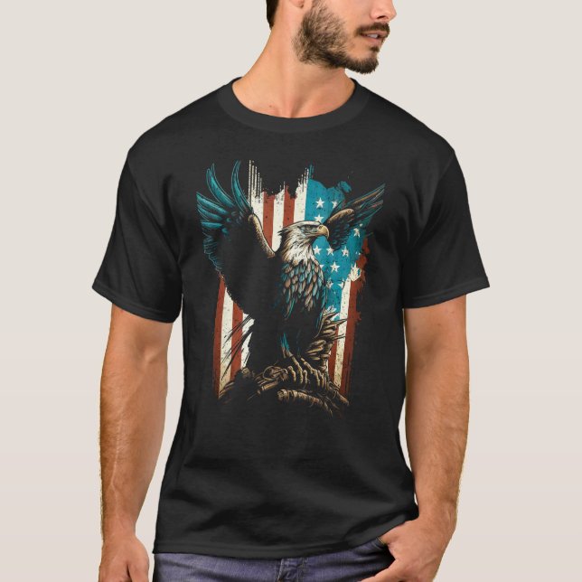 American Bald Eagle Eyes Flag Country 6 T-Shirt (Vorderseite)