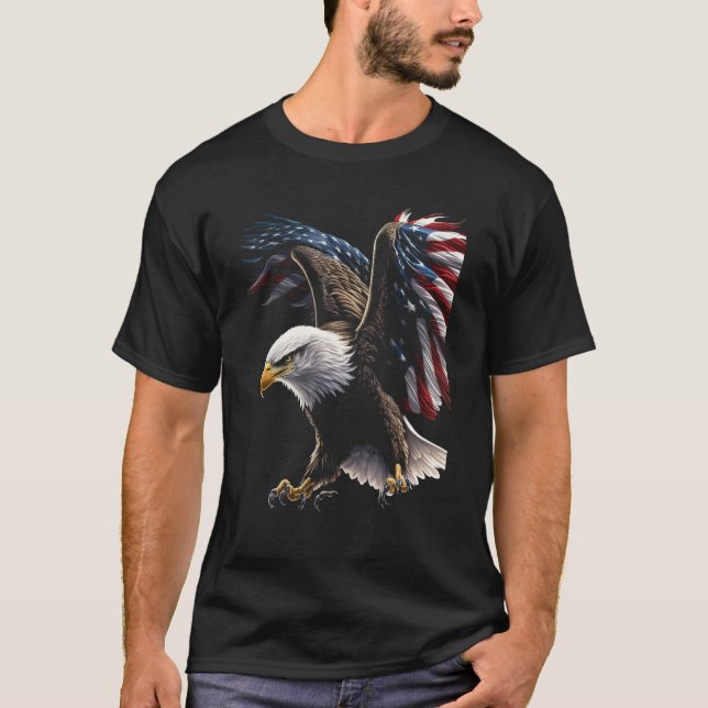 American Bald Eagle Eyes Flag Country 8 T-Shirt (Vorderseite)