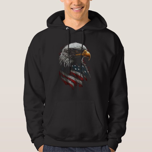 American Bald Eagle Eyes Flag Country 9 Hoodie (Vorderseite)