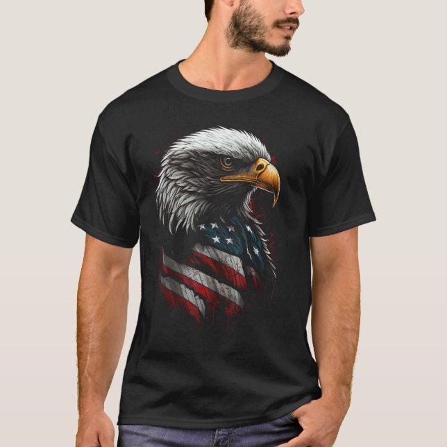 American Bald Eagle Eyes Flag Country 9 T-Shirt (Vorderseite)