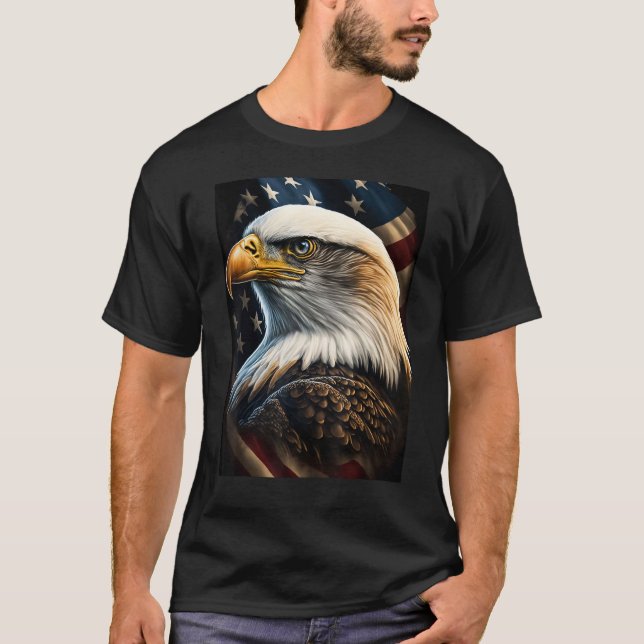 American Bald Eagle Eyes Flag Country T-Shirt (Vorderseite)