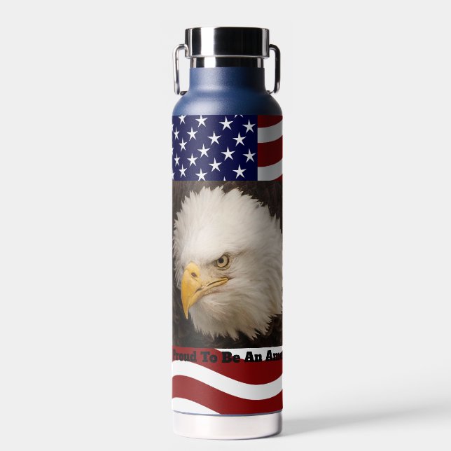 American Bald Eagle Flag Männer heiß oder kalt Trinkflasche (Vorne)
