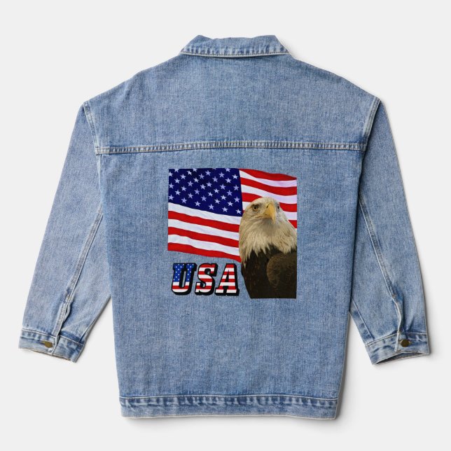 American Bald Eagle, Flag, USA Flag Frauen Jeansjacke (Rückseite)