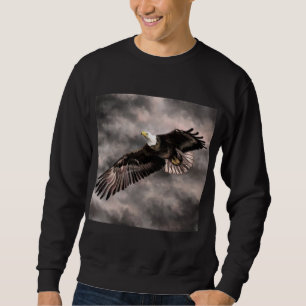 American Bald Eagle Flying in Sturmwolken Zeichne Sweatshirt
