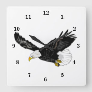 American Bald Eagle Flying wall Clock - Painting Quadratische Wanduhr