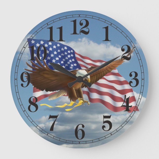 American Bald Eagle Große Wanduhr (Vorderseite)
