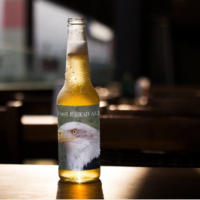 American Bald Eagle Head Bierflaschenetikett (In Situ)