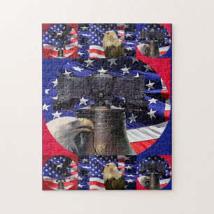 American Bald Eagle, Liberty Bell und Flag Puzzle