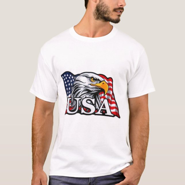 American Bald Eagle mit USA Flag - Patriotic USA T-Shirt (Vorderseite)