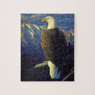 American Bald Eagle Mountain Sunrise Puzzle